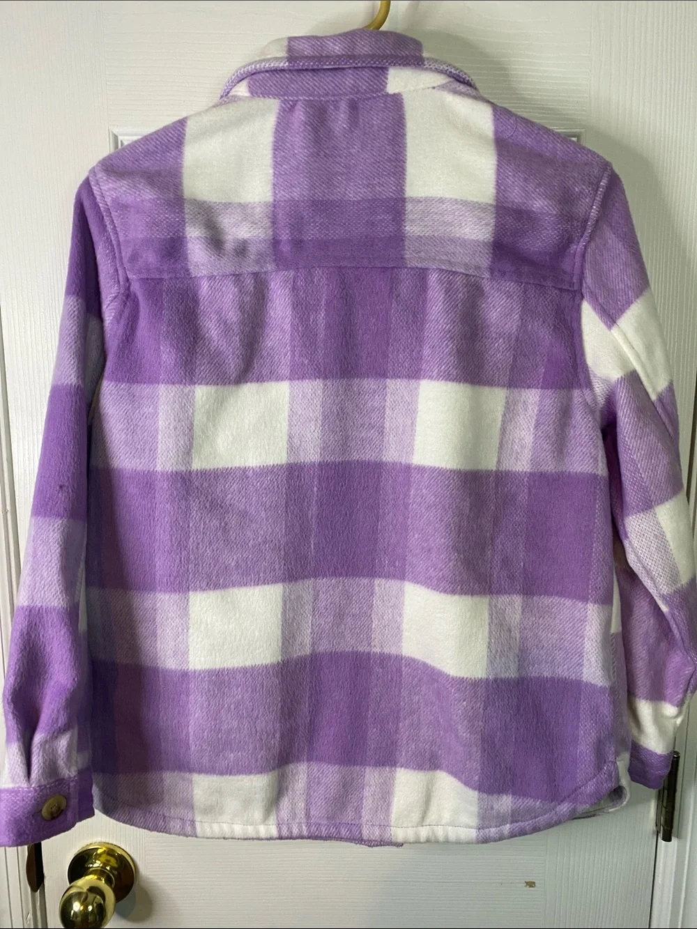 Members Mark Shacket Purple And White Plaid Size XLARGE Girls.